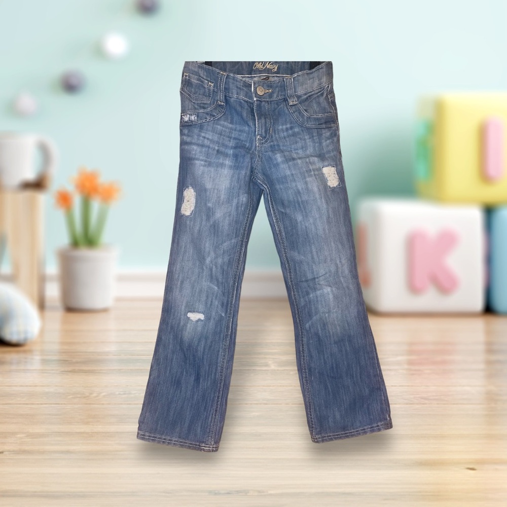 Little Girls Old Navy distressed blue jeans size 8 👖